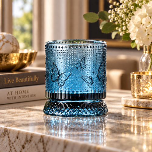 Premium Butterfly Embossed Rotating Glass (250 ML)
