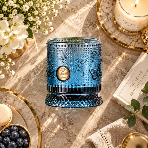 Premium Butterfly Embossed Rotating Glass (250 ML)