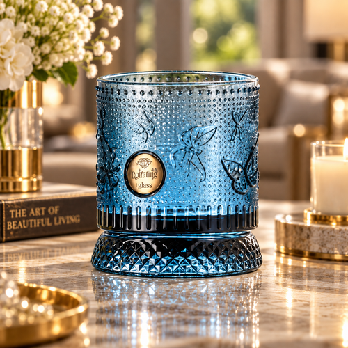Premium Butterfly Embossed Rotating Glass (250 ML)