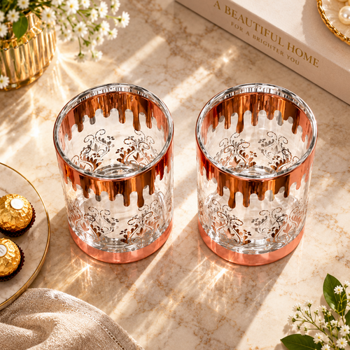 Modern Rose Gold Dripping Glass 6 Piece Set