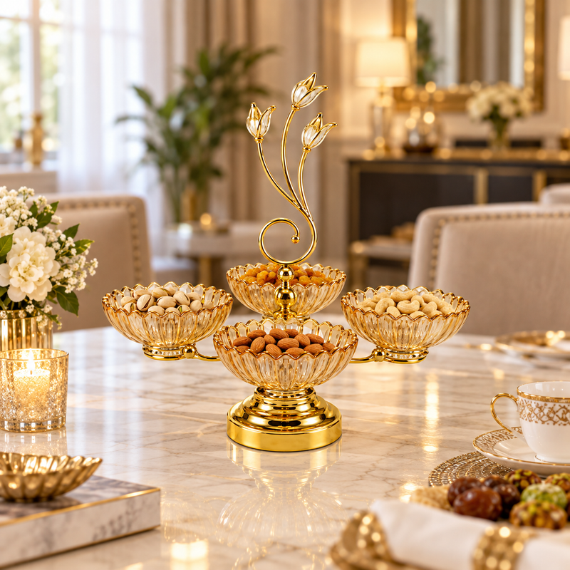 Modern Glass Appetizer and Snack Serving Stand 5 Piece