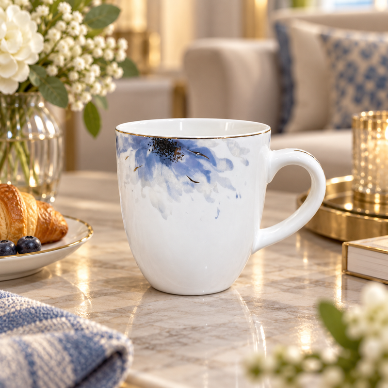 Modern Floral Tea and Coffee Mug 6 Piece Set