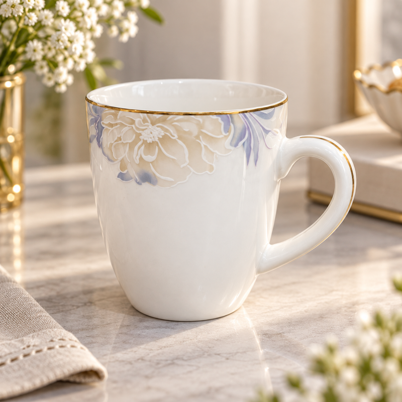 Champagne Floral Tea and Coffee Mug 6 Piece