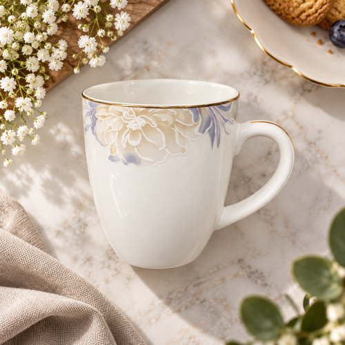 Champagne Floral Tea and Coffee Mug 6 Piece