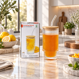 Glass Sipper with Bamboo Lid & Glass Straw (330 ML)