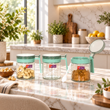 Modern Glass and Pickle Jar with Flip Lids 3 Piece