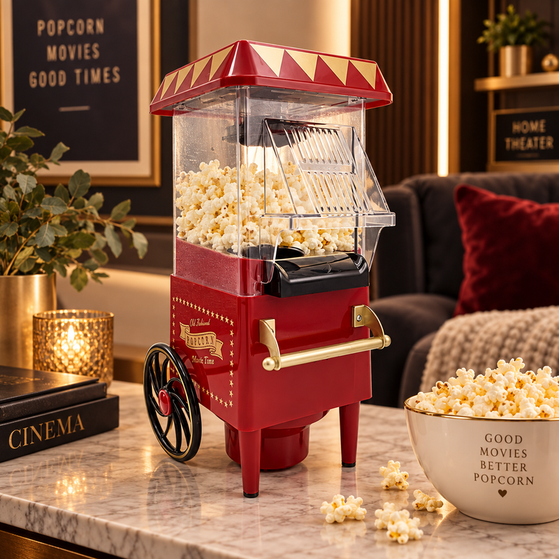 Vintage Retro Popcorn Maker Machine with Cart Style Design
