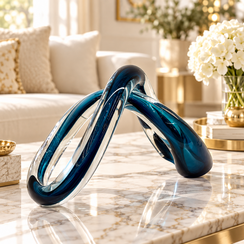 Ocean Blue Twisted Glass Knot Showpiece
