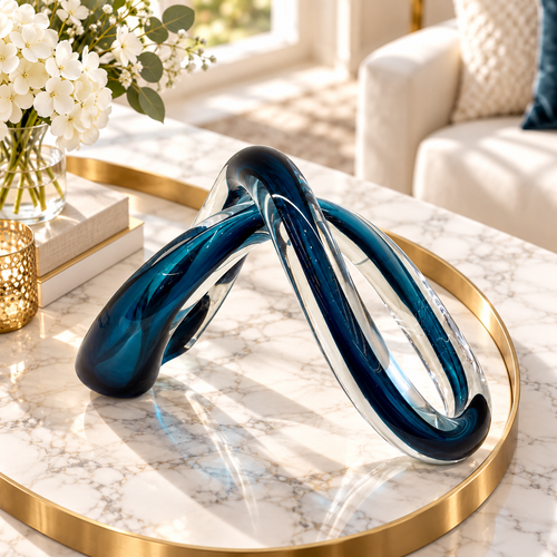 Ocean Blue Twisted Glass Knot Showpiece