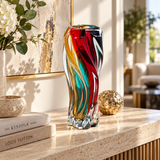 Imperial Rainbow Flame Twisted Glass Vase