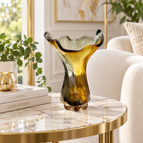 Amber Wave Organic Glass Vase