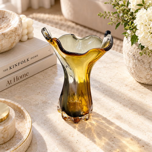 Amber Wave Organic Glass Vase