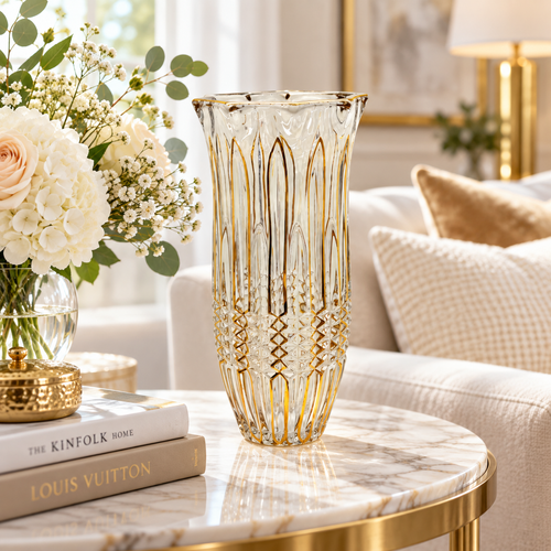 Modern Gold Arch Cut Glass Vase