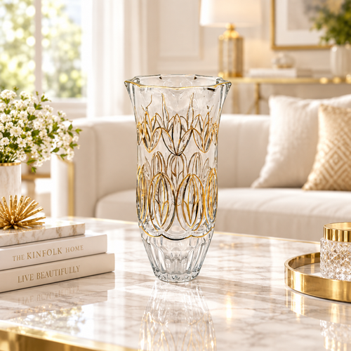 Botanical Petal Cut Crystal Glass Vase