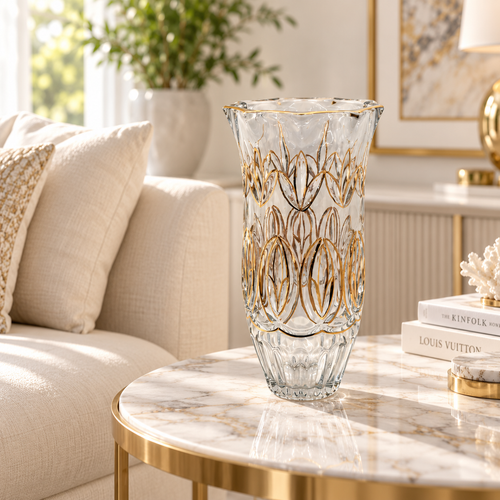 Botanical Petal Cut Crystal Glass Vase