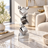 Polished Chrome Stalking Cubes Sculpture