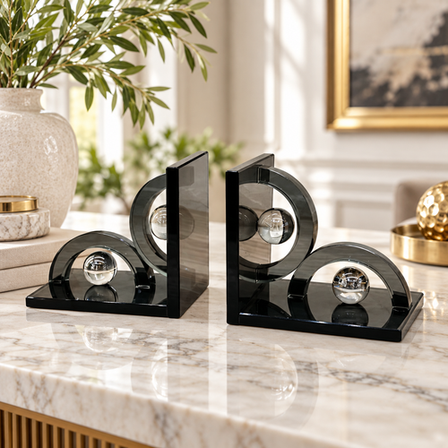 Smoky Arch & Crystal Sphere Bookends