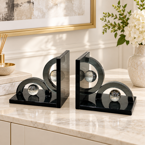 Smoky Arch & Crystal Sphere Bookends