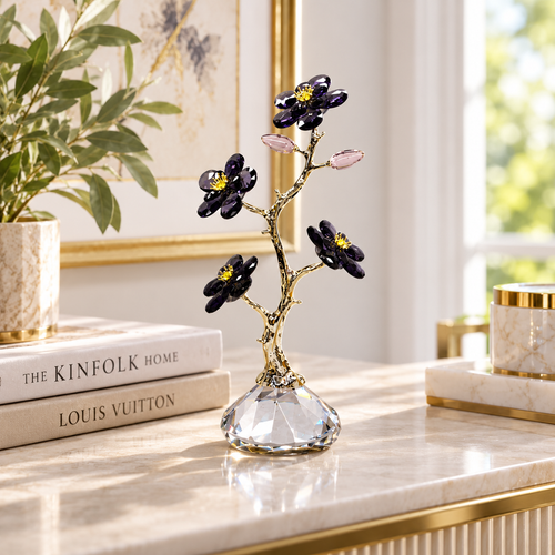 Elegant Crystal Plum Blossom Tree Showpiece