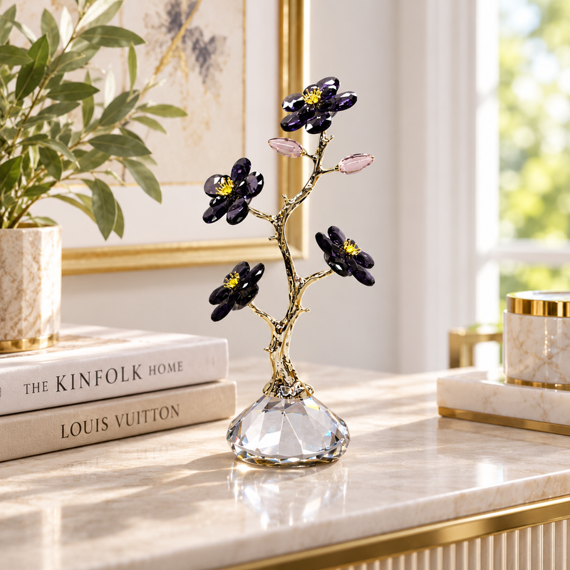 Elegant Crystal Plum Blossom Tree Showpiece