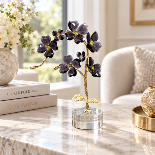 Modern Crystal Orchid Branch Showpiece