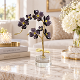Modern Crystal Orchid Branch Showpiece