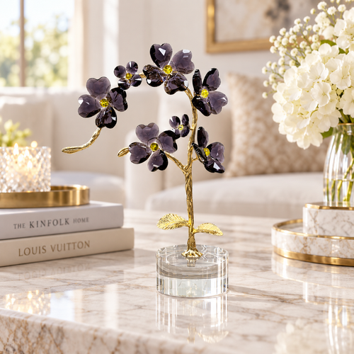 Modern Crystal Orchid Branch Showpiece