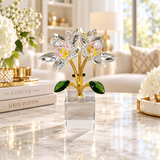 Dual Lotus Crystal Flower Sculpture