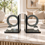 Orb & Ring Architectural Glass Bookends