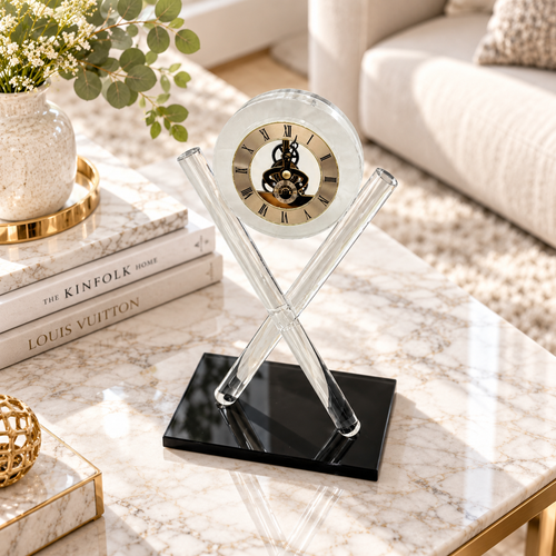 Cross-Pillar Crystal Desk Clock