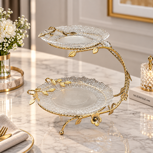 Golden Vine 2-Tier Glass Dessert Server