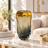 Elegant Golden Swirl Art Glass Vase