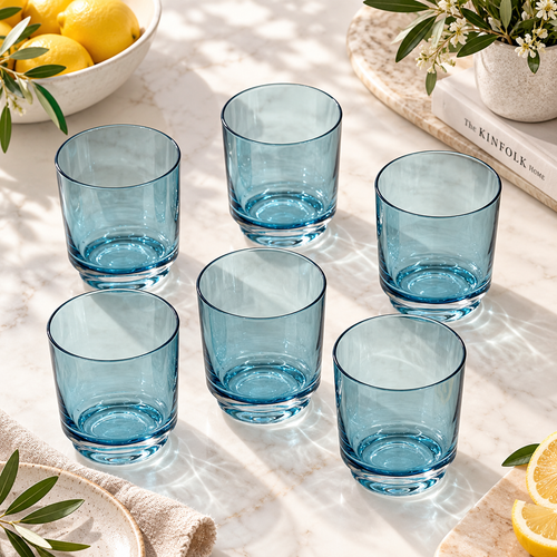 Ocean Blue Beverage & Juice Glasses Set of 6 (240 ML)