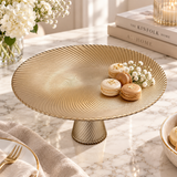 Elegant Textured Champagne Gold Glass Dessert Platter