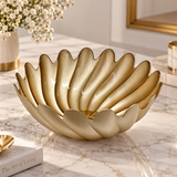 Modern Textured Champagne Gold Glass Bowl