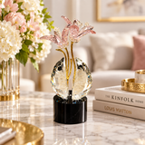 Modern Rose Crystal Dual Lily Sculpture