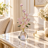 Rose Quartz-Tone Crystal Bouquet Showpiece