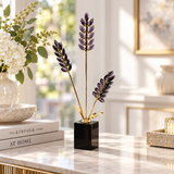 Elegant Crystal Lavender & Wheat Spray Sculpture