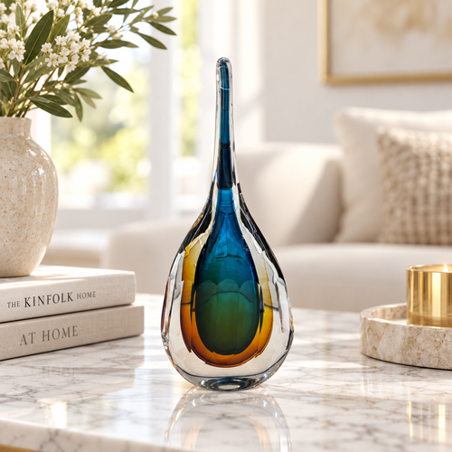 Amber & Sapphire Crystal Art Showpiece