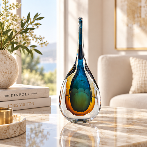 Amber & Sapphire Crystal Art Showpiece