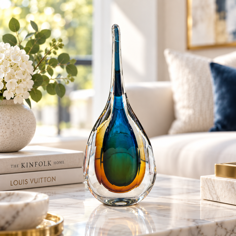Amber & Sapphire Crystal Art Showpiece
