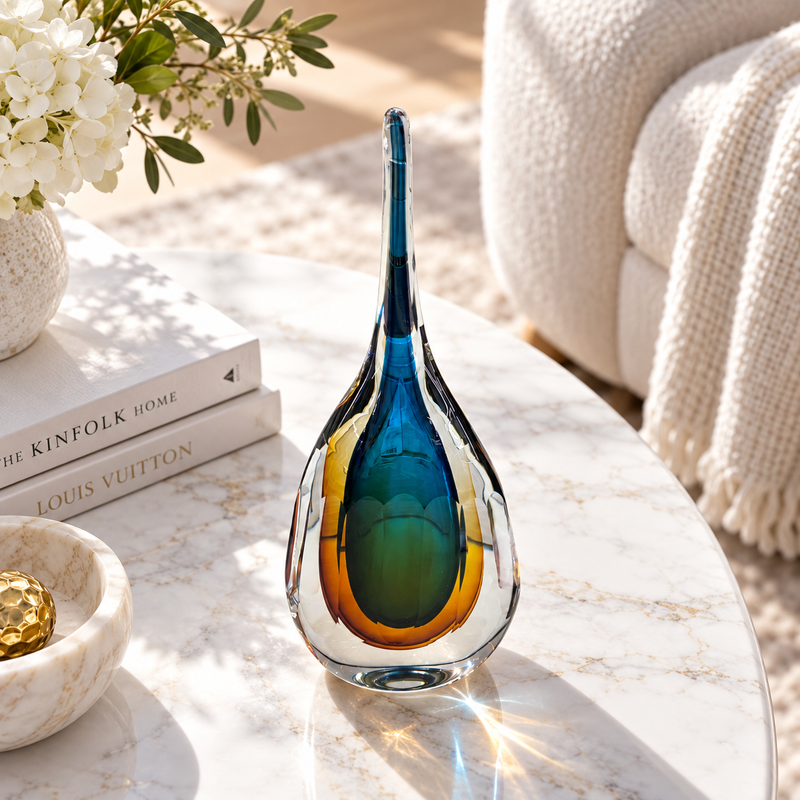 Amber & Sapphire Crystal Art Showpiece