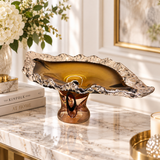 Murano-Style Amber & Clear Centerpiece Bowl