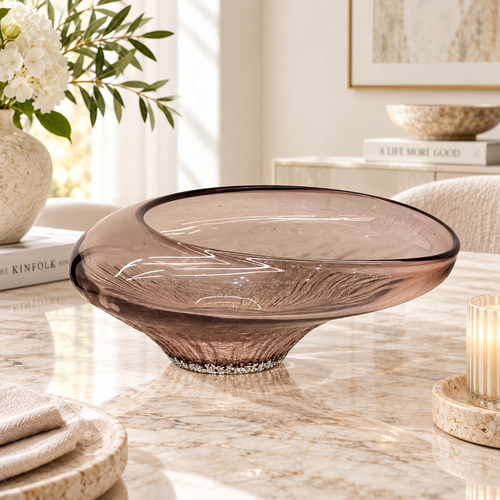 Smoky Quartz Fluid Art Glass Bowl