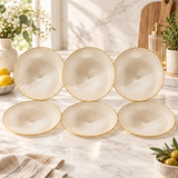 Elegant Pearl Swirl Glass Plate Set 6 Piece