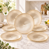 Luxury Champagne Gold Glass Plate Set 6 Piece