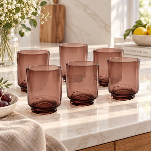 Elegant Smoky Rose Glass Set 6 Piece (240 ML)