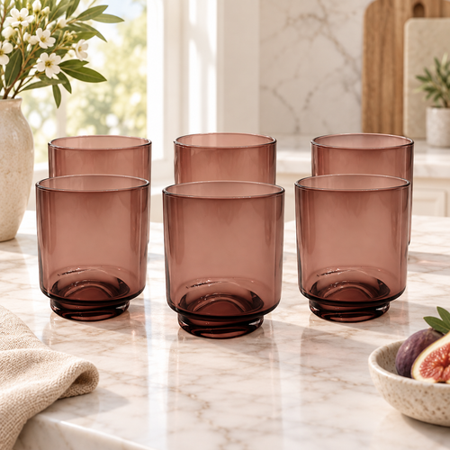 Elegant Smoky Rose Glass Set 6 Piece (240 ML)