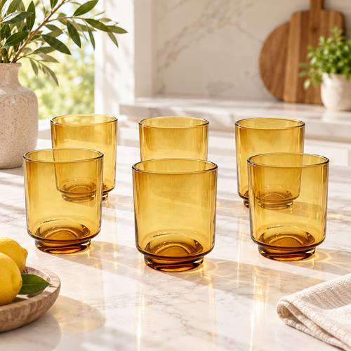 Modern Honey Amber Glasses Set 6 Piece (240 ML)