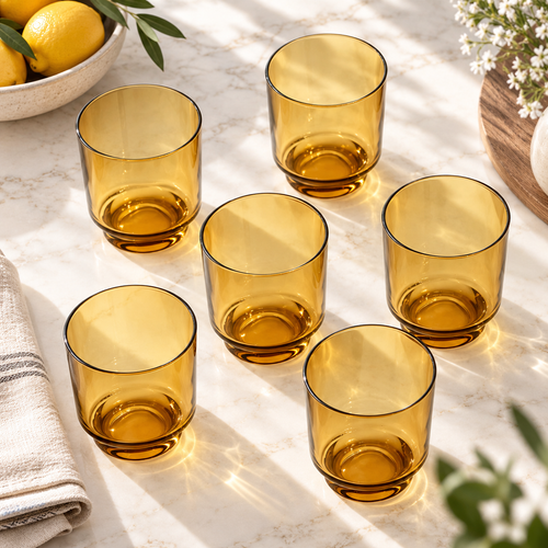 Modern Honey Amber Glasses Set 6 Piece (240 ML)